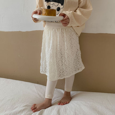 Girls leggings foreign-style fake two-piece lace children's culottes